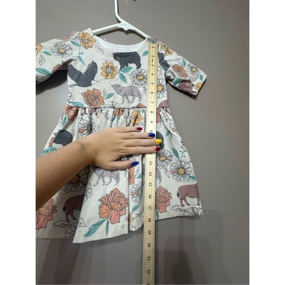 Little Gosling Animal & Floral Print Long Sleeve Fit & Flare Toddler's Dress 2T - Picture 9 of 11
